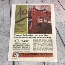 1969 Tex Tan Western Leather Saddle Vtg Print Ad/Poster Promo Art Magazine Page