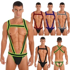 Men Bodysuit Jockstrap Wrestling Singlet Body Chest Harness Jumpsuits Underwear