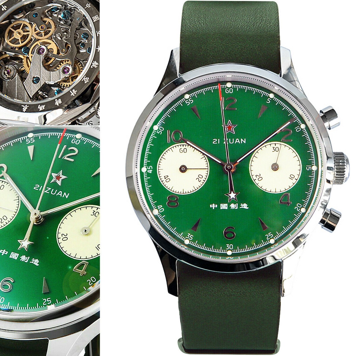 SUGESS SEAGULL 1963 GREEN DIAL Watch Sapphire Chronograph