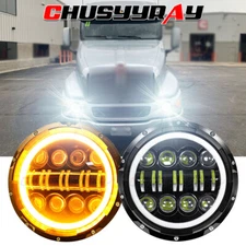 For Kenworth T2000 1997-2011 7" Inch Round Halo Sealed LED Headlight Hi-Low Beam