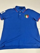 Vintage Italy Polo Shirt Men's Medium 170/84B Blue Foot ball 