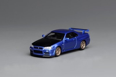 MOTORHELIX M63450 1:64 Nissan SKYLINE GT-R R34 V-SPEC   CUSTOMIZED Blau
