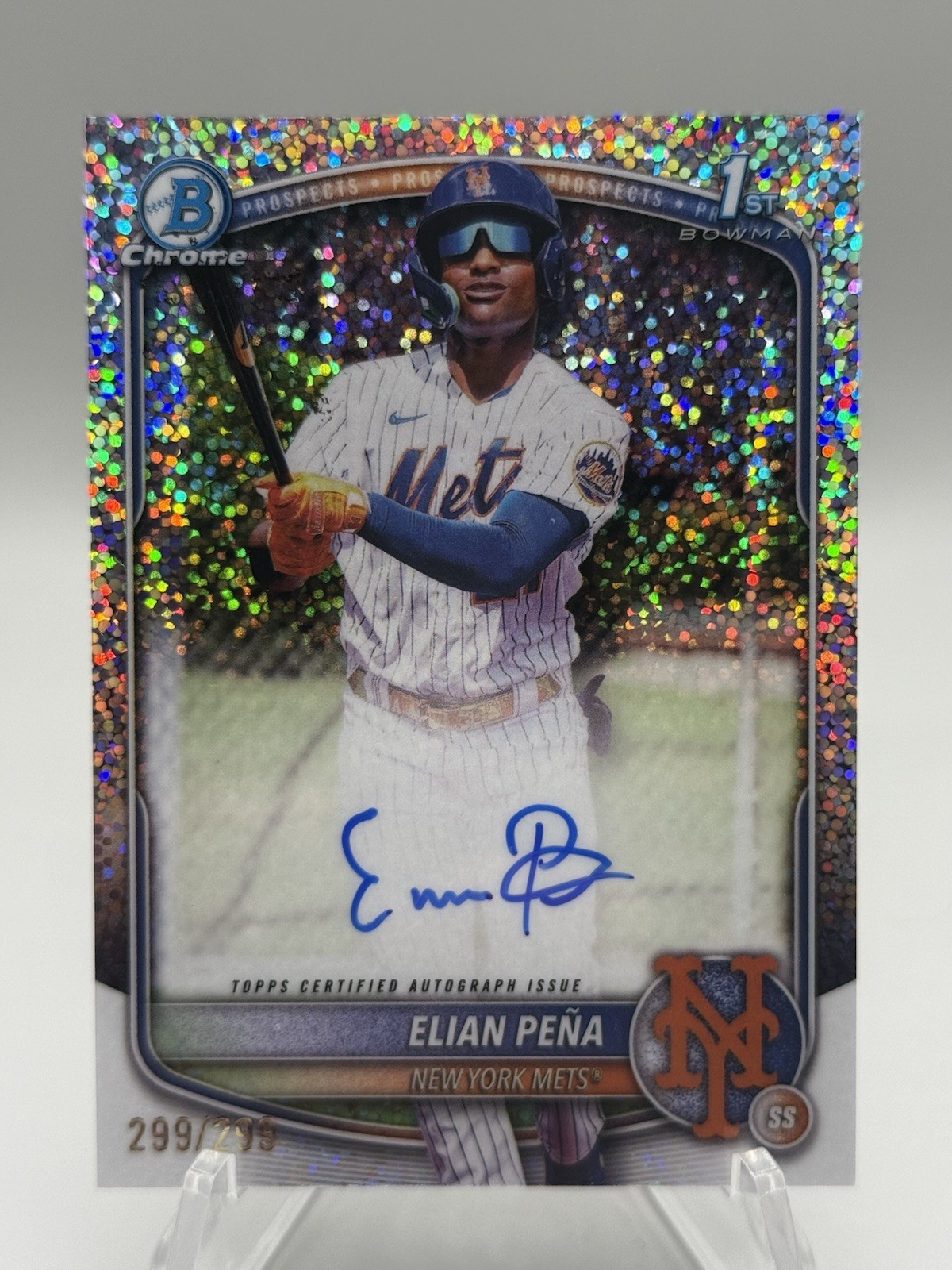 2025 Bowman Chrome 1st ELIAN PENA Prospect Speckle Refractor Auto /299