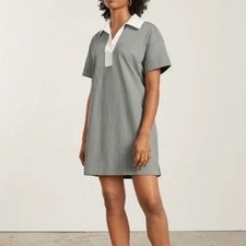 Everlane 100% Organic Cotton SS Polo Mini Dress in olive green Size XS