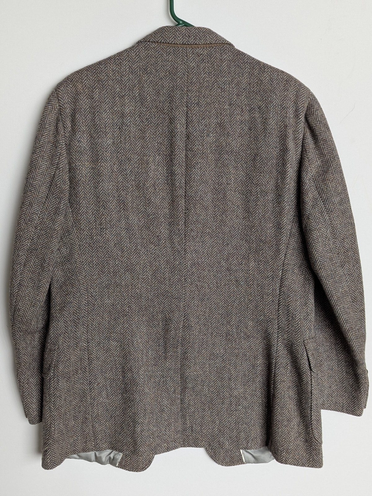 LANDS' END Vtg 90s USA Brown Herringbone Tweed BLAZER SUIT COAT JACKET Men's