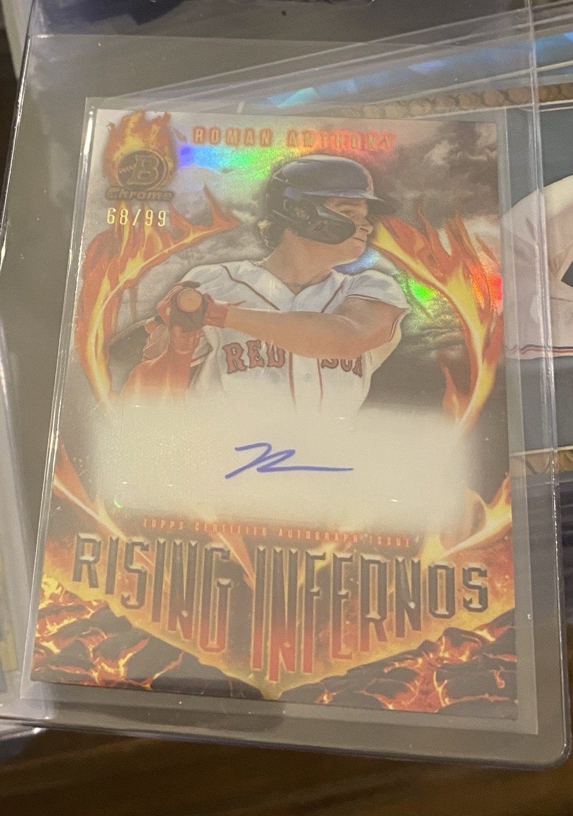 2024 Bowman Roman Anthony /99 Autograph Rising Infernos #RIA-RA - Red Sox