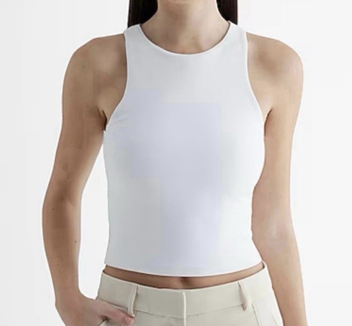Express Body Contour High Neck Cropped Tank Small