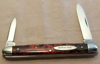 1916 to 1920 CASE'S STAINLESS NEAR MINT RED GLITTER TWO BLADE PEN KNIFE SCARCE
