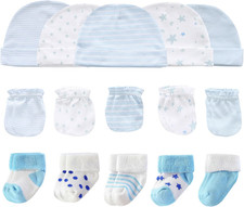 Baby Hats Mittens and Socks Set Cotton Newborn Hat Beanie Soft Infant Girls Boys
