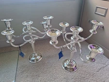 Pair Of Silver plate 5-arm Mayfair (English) Candelabras, 11 inches high