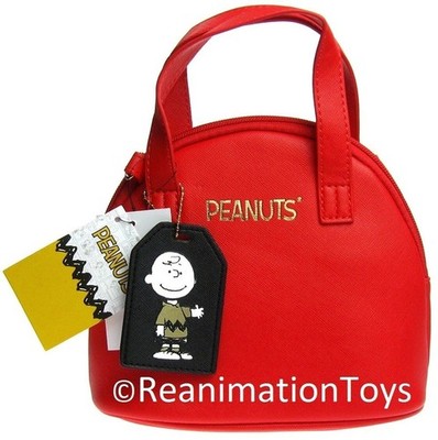 Peanuts Charlie Brown Snoopy Bright Red Purse Crossbody Bag w/Luggage Tag New