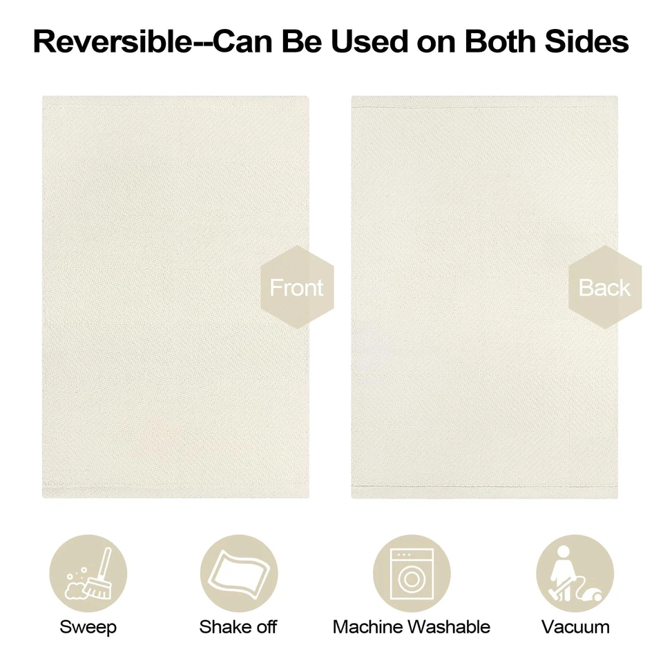 Alfombra de cocina lavable 5' x 8', alfombras de baño blancas, alfombra de salón reversible... Foto 4 de 4