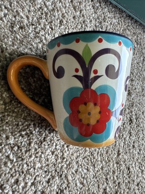 Home Accents Bella Coffee Tea embossed Mug Pretty Vibrant Coloring  Nice