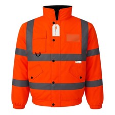 Hi Vis Viz Bomber Jacket High Visibility Reflective Safety Coat workwear PPE