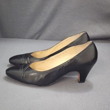 Salvatore Ferragamo Pumps Womens 6B Black Leather Italy Vintage 2" Heel