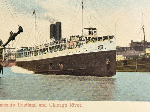 Undivided Back Postcard SS Eastland Chicago River Hugh Leighton c1905 - Picture 3 of 13