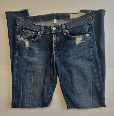 Rag & Bone Jeans Women's 29 Blue Denim Distressed Skinny Pants #85