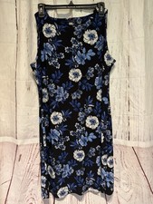 Tommy Hilfiger Shift Dress, Womens 12, Floral Black Blue White Sleeveless Knit