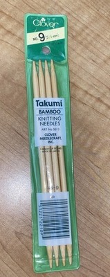 Clover Takumi Bamboo Double Point Knitting Needles 7'' Size 9 / 5.50mm 4 pack