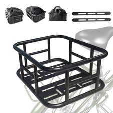 Bike Basket Rear Bicycle with Liner Waterproof Cover Cargo Net Large Back