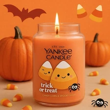 YANKEE CANDLE Trick or Treat LARGE JAR CANDLE 22oz Candy Corn Spooky Sugar NEW