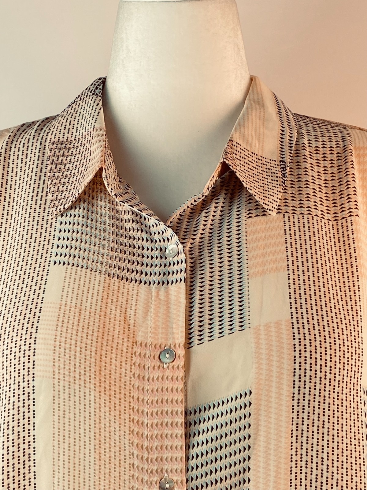 Rose & Olive Patchwork Geometric Design Blouse Sz… - image 3