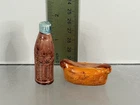 Vintage Japan Mini Miniature Coke Bottle & Hotdog Salt And Pepper Shakers