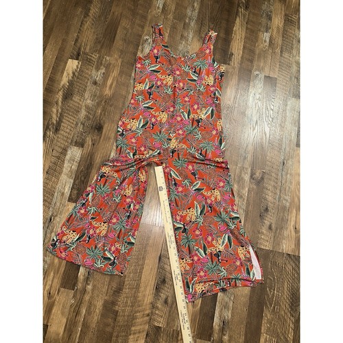 Cuddl Duds Wide Leg v-Neck Jumpsuit Buttery Soft Animal Kingdom Jungle small