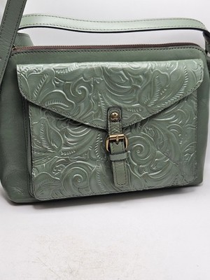 Patricia Nash Sage Green Tooled Leather Avellino Crossbody Bag
