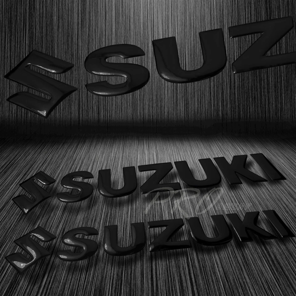 Almohadilla de tanque de combustible/gas fuego tribal negra + logotipo y letra 3D 6" + pegatina emblema Suzuki GSXR Foto 4 de 4