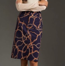 Anthropologie Maeve The Colette Pencil Skirt - Size XS Gold Chain Pattern