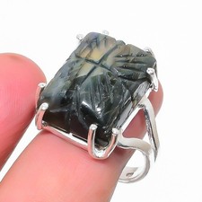 Natural Labradorite Gemstone 925 Sterling Silver Jewelry Ring Size 9 US 