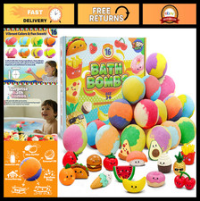 Colorful Kids Bath Bombs with Surprise Toys, 16 Pack Organic Fizzies for Ages 3