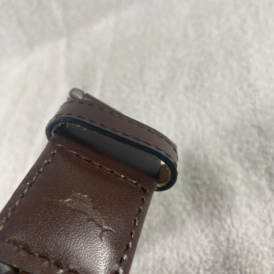 Tommy Bahama Belt Mens 42-44 Brown Black Woven Braided Leather Silver Buckle - Image 4 of 4