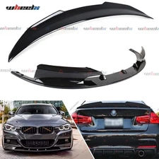 For 12-18 BMW F30 M Sport Gloss Black PSM Style Trunk Spoiler & Front Bumper Lip