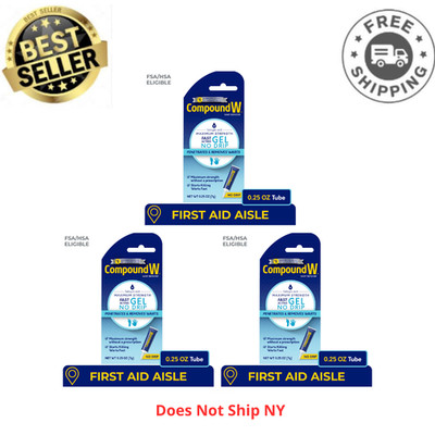 3PK Compound W Fast Acting Gel Wart Remover Salicylic Acid Max Strength, 0.25oz