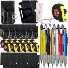 48 Pcs Mini Tape Measure Screwdriver Keychain Set Multitool with Credit Car...