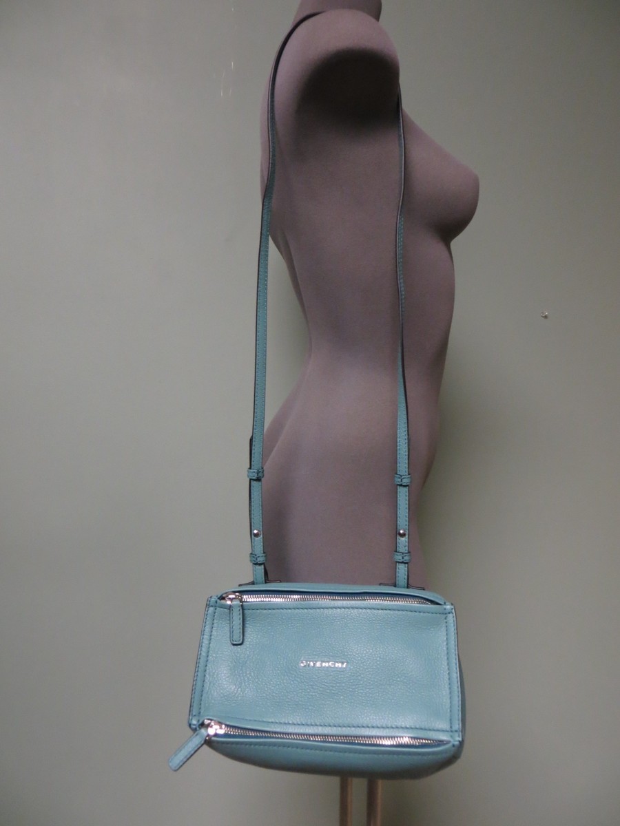 $1375 Givenchy AUTH Mini Pandora Lightweight Crossbody Bag Blue