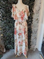 Brand New Floral Maxi Dress Small UK 8/10 Pleated Long Summer Occasion Dress