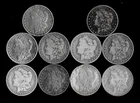 TEN (10) MORGAN DOLLARS 90% SILVER (1878-1904) "LOWER GRADE/CULL" LOT D30