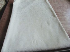 pale yellow cotton blend tablecloth 58 x 96 floral  scrolls