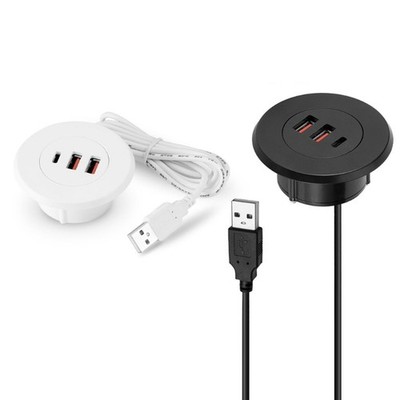 Space Saving Office Desk USB and TypeC Charging Hub Adapter for Multiple Devices