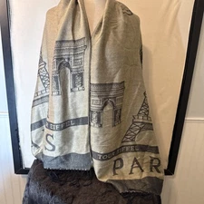 Paris Shawl / Scarf  Silver with Fringe - Excellent Brand New