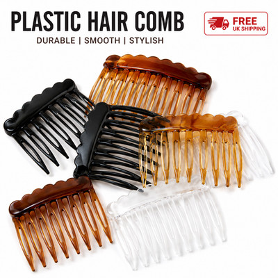 8 Stück Haar Seitenkamm Clips Frauen Kunststoff Haarkämme Slide Grip Styling Schwarz UK