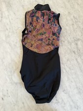 Sansha Leotard Size 2 Fits Like Girls Large Black Zip-up With Colorful Mesh Back