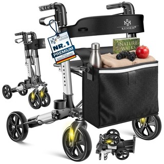 RETOURE Rollator Gehwagen Gehhilfe klappbar Alu Rollator Leicht Laufhilfe