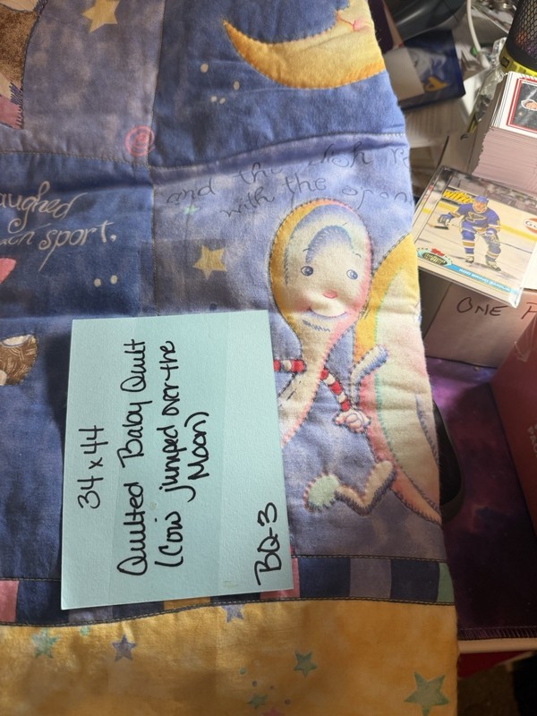Vintage Baby Nursery Quilt Cow Jumped Over The Moon 44"×34"
