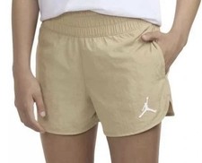Nike Jordan Girls' Jumpman High Flying Shorts, Tan, High-Waisted, Size M