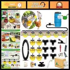 Automatic Chicken Waterer System - Complete Set with Quick-Connect, 18ft Pipelin