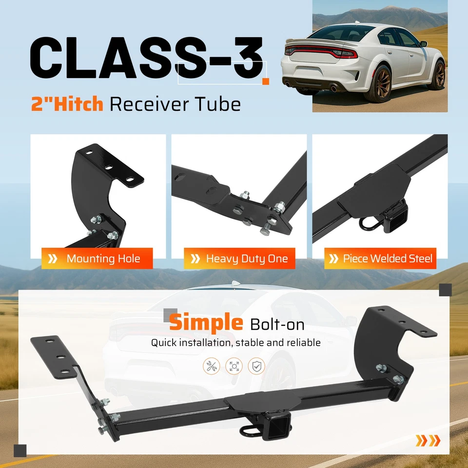 2" Class 3 Trailer Hitch For Chrysler 300 Dodge Charger Challenger 2011-2023 - Imagem 3 de 4